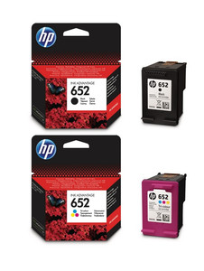 Tusze HP 652 czarny + kolor F6V24 F6V25 komplet ! 